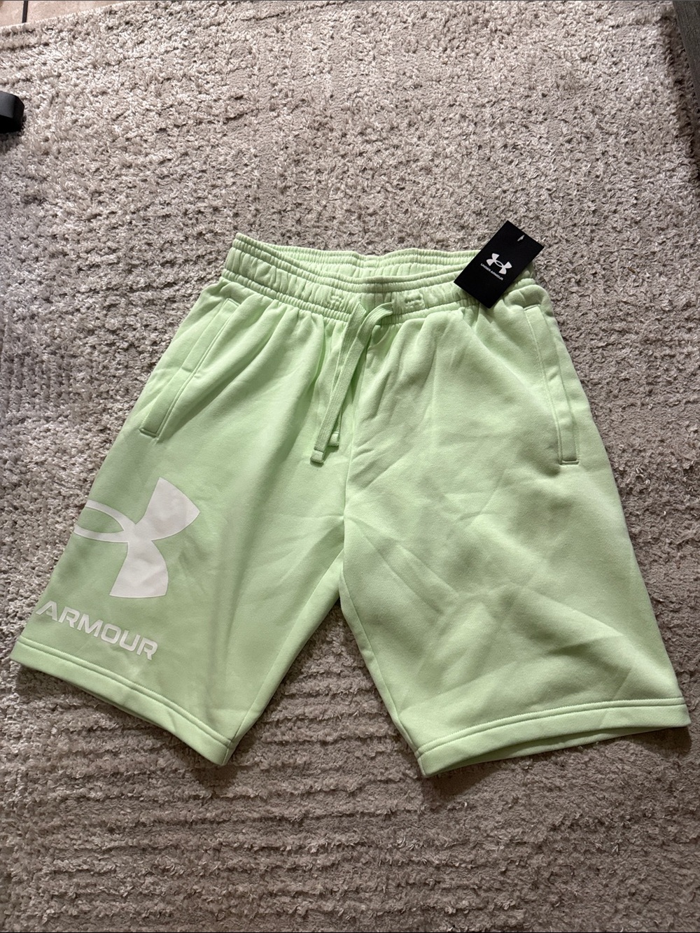 Under Armour Men's Pale Green Logo Athletic Shorts